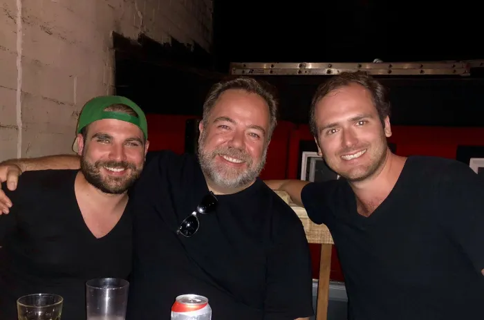 Mat and two friends sharing an evening